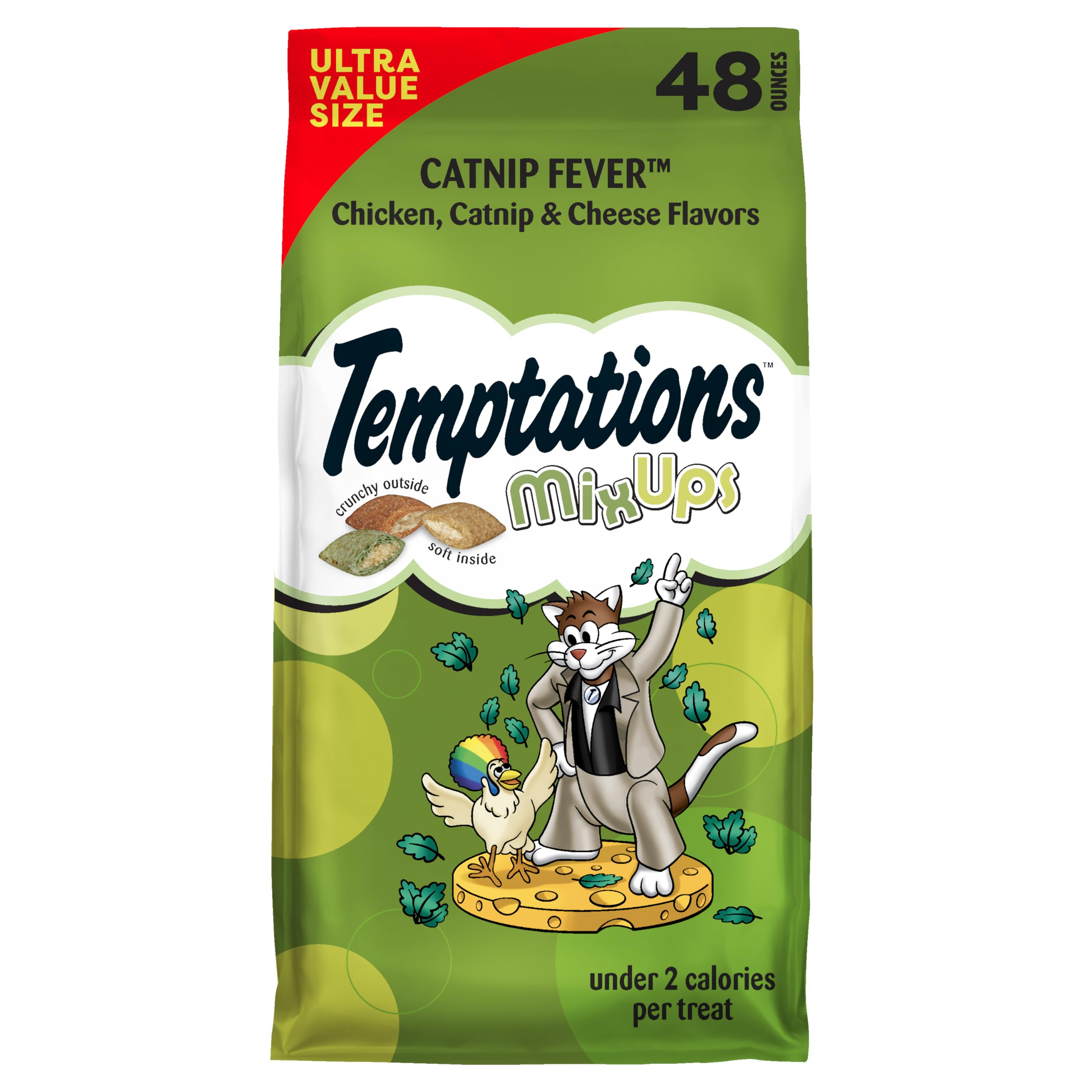 Temptations Catnip Fever bag showing convenient 48 oz packaging for easy storage and rewards