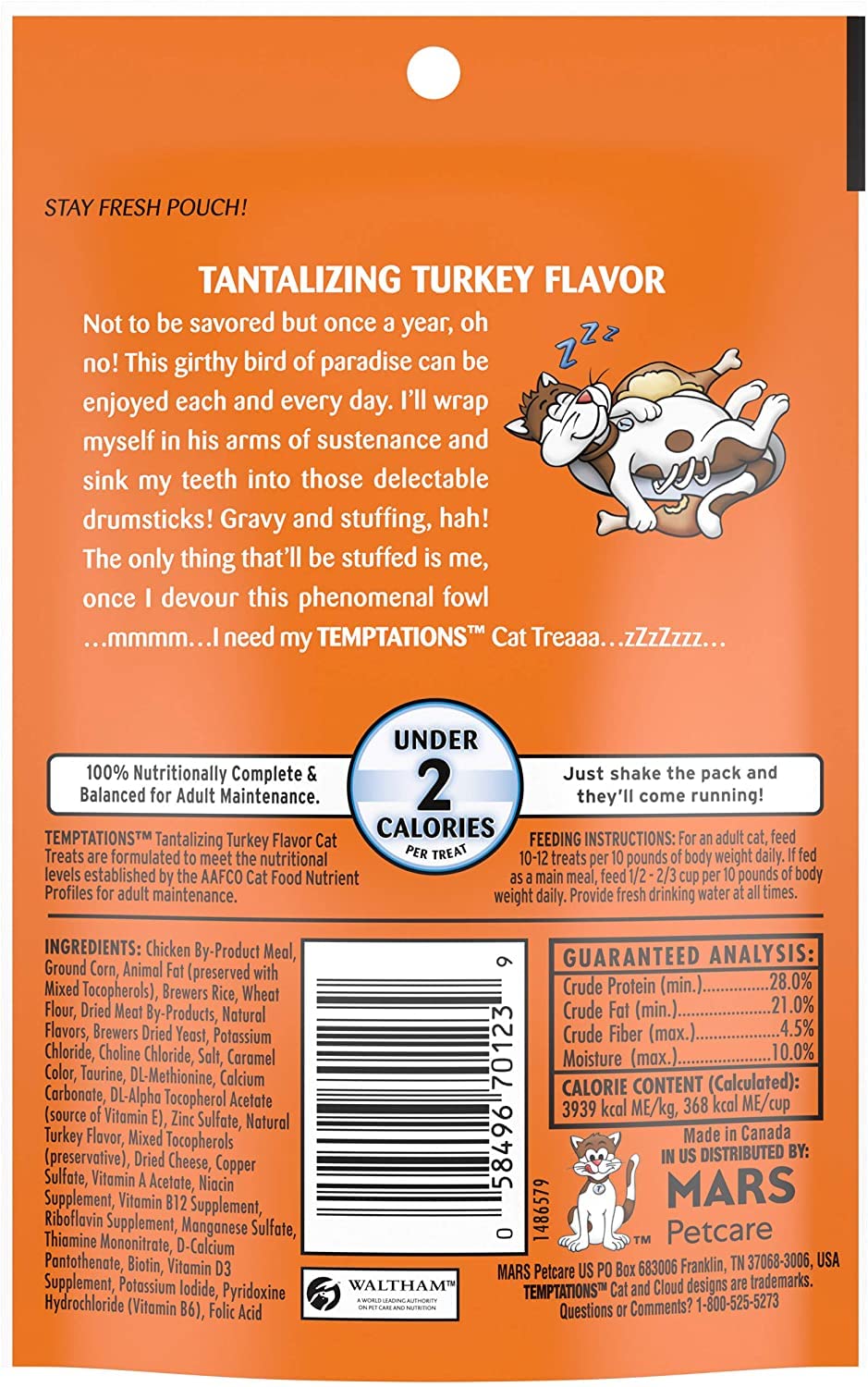 Temptations catnip fever flavor treat for playful cats