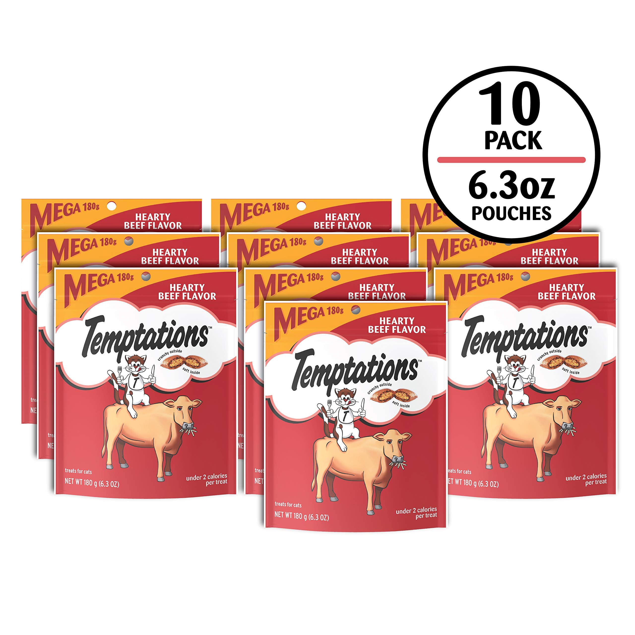 Temptations Classic Soft Cat Treats beef-soft-center closeup showing texture.