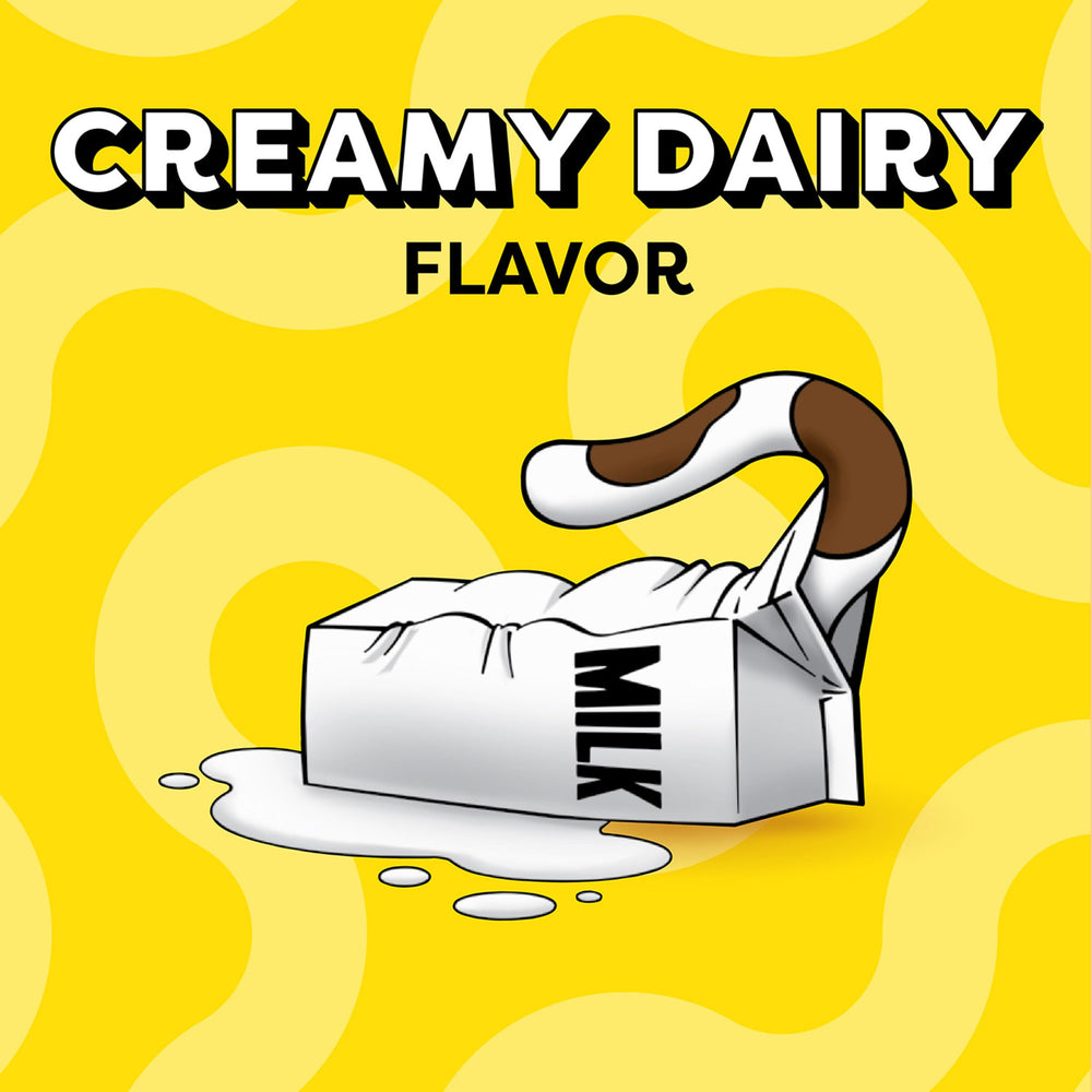 Creamy dairy flavor Temptations cat treats entice feline interest and routine.