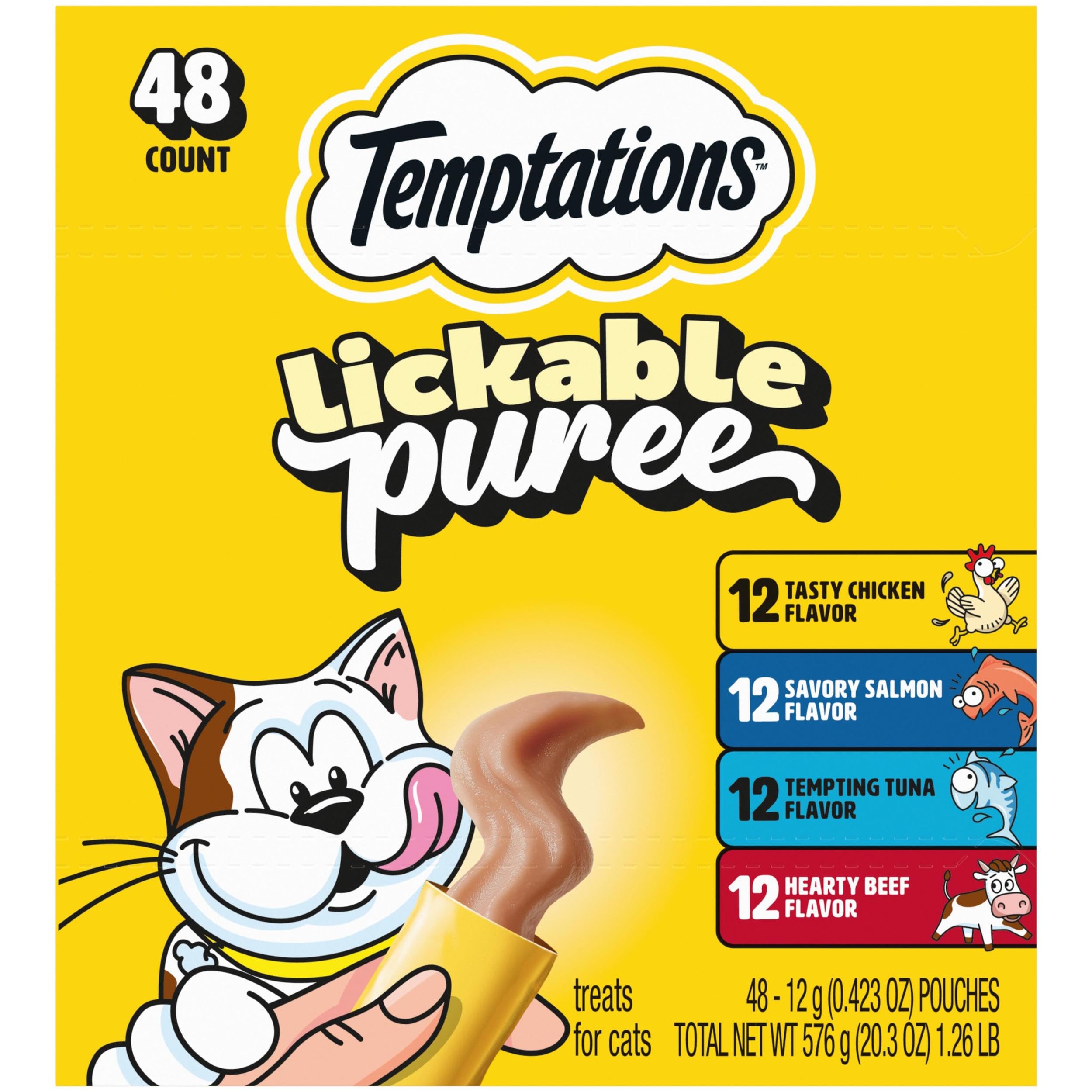 Temptations Creamy Puree Beef tube for interactive feeding with your cat.