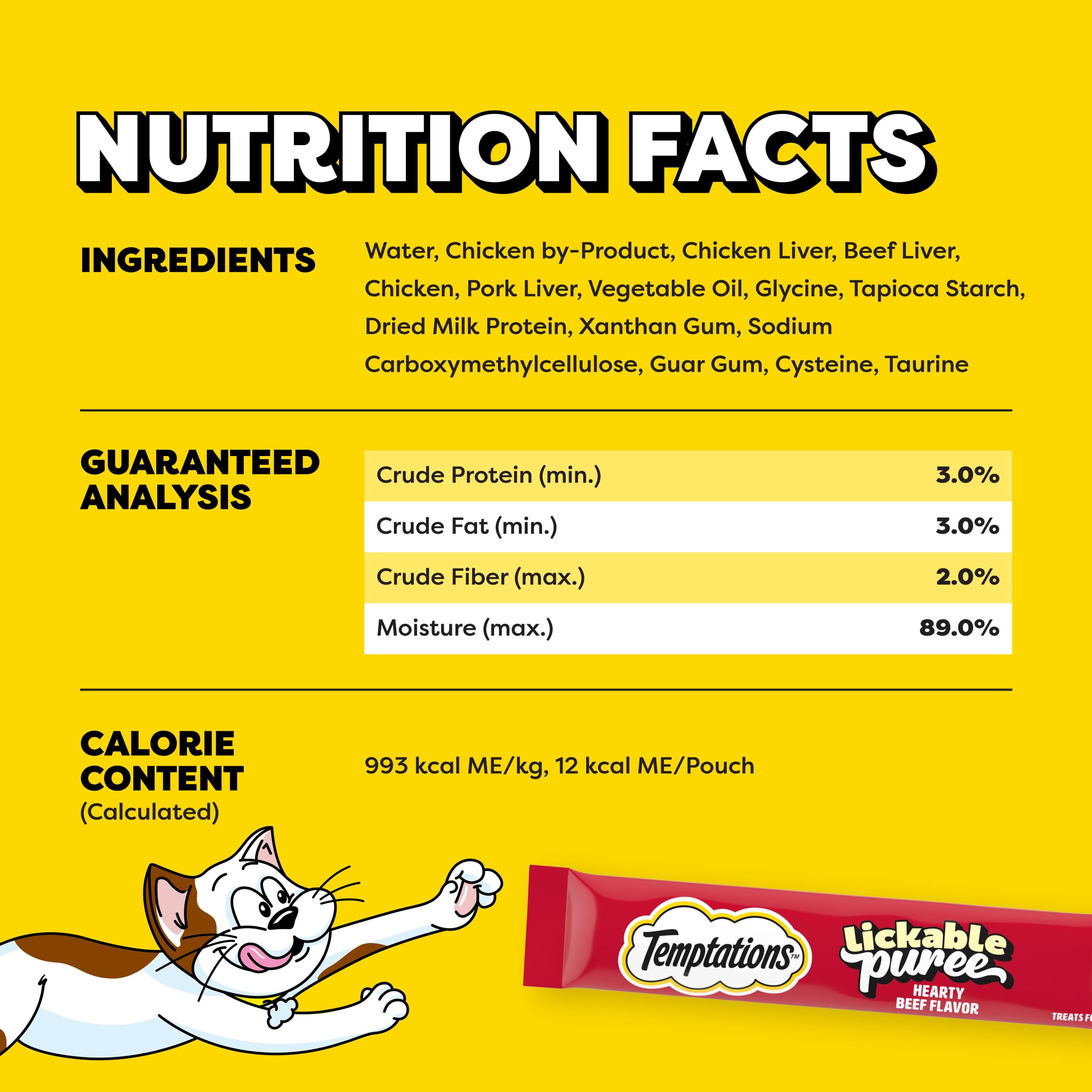 Temptations Creamy Puree packaging with single-serve tubes for convenient snacking.