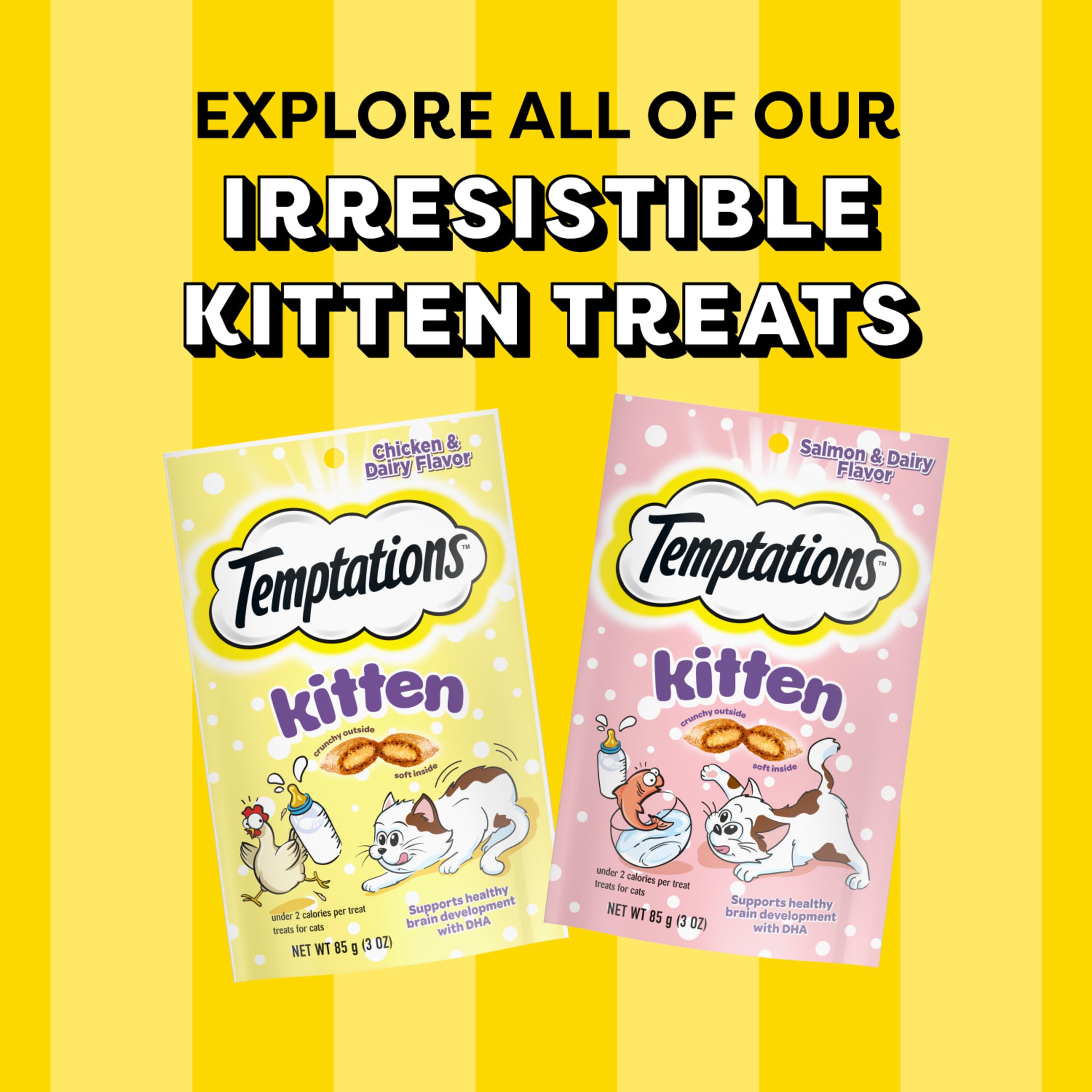 Temptations Kitten Treats irresistible aroma draws kittens to the treat pack
