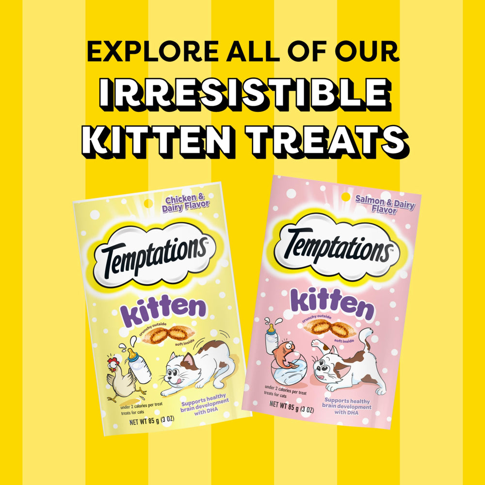 Temptations Kitten Treats irresistible aroma draws kittens to the treat pack