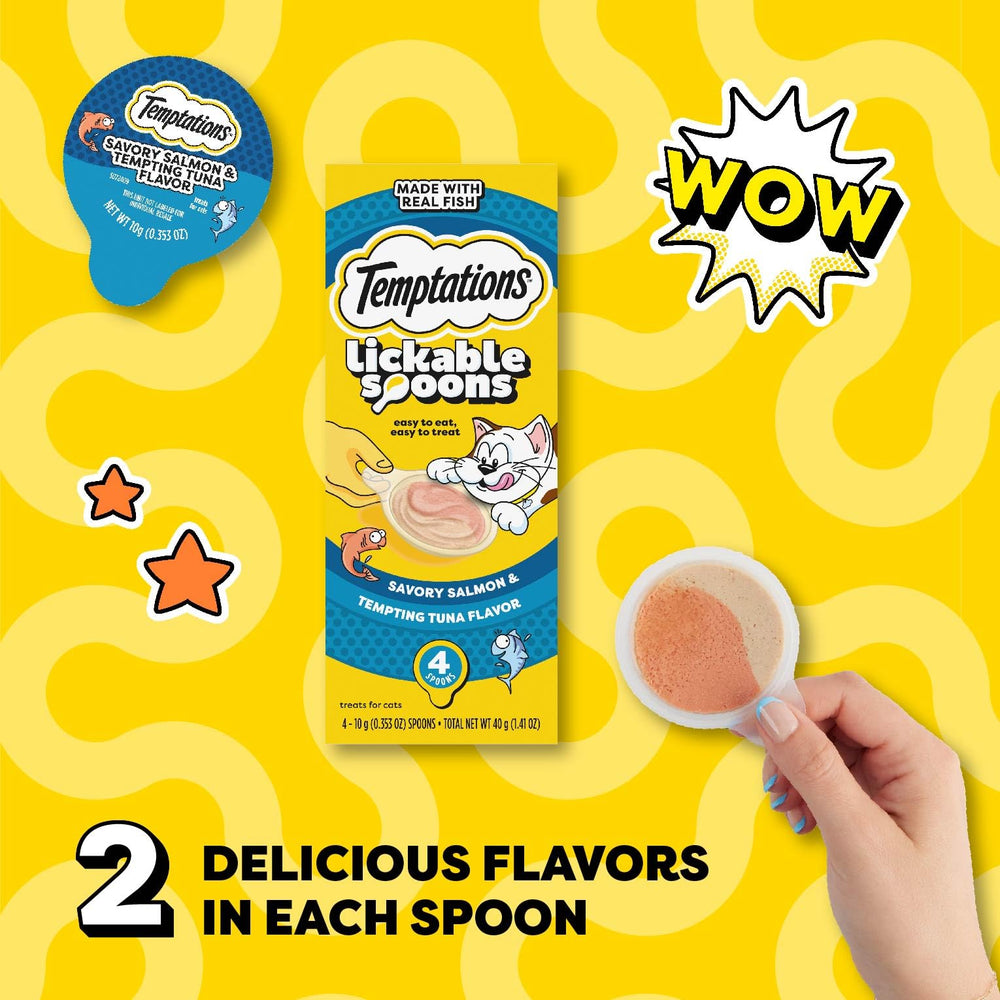 Temptations Lickable Spoons close-up shows mess-free puree ideal for quick rewards