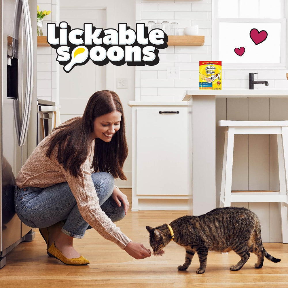 Temptations Lickable Spoons mess-free puree for easy treat time.