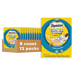 Temptations Lickable Spoons pack display with 12 packs of 8 spoons each