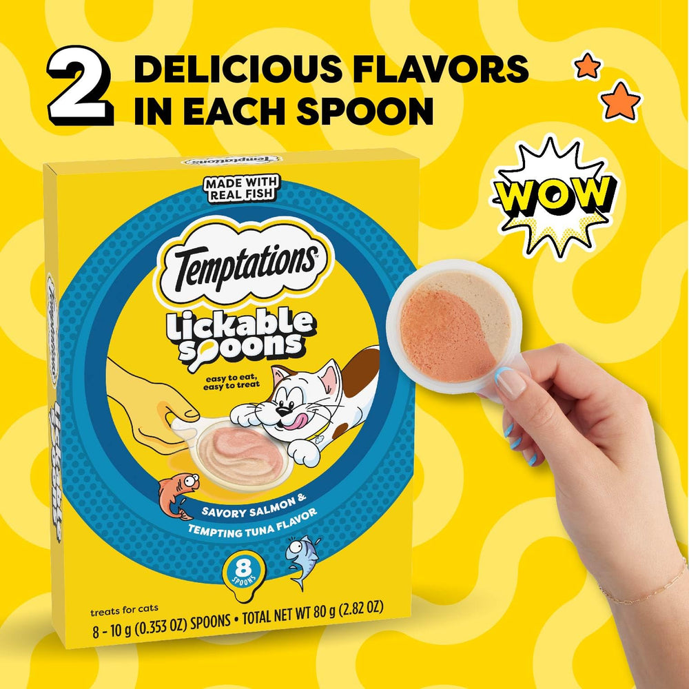 Temptations Lickable Spoons two flavors close-up for dual tasting