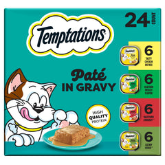 Temptations Pate in Gravy chicken entree tray, moisture-rich meal for active cats