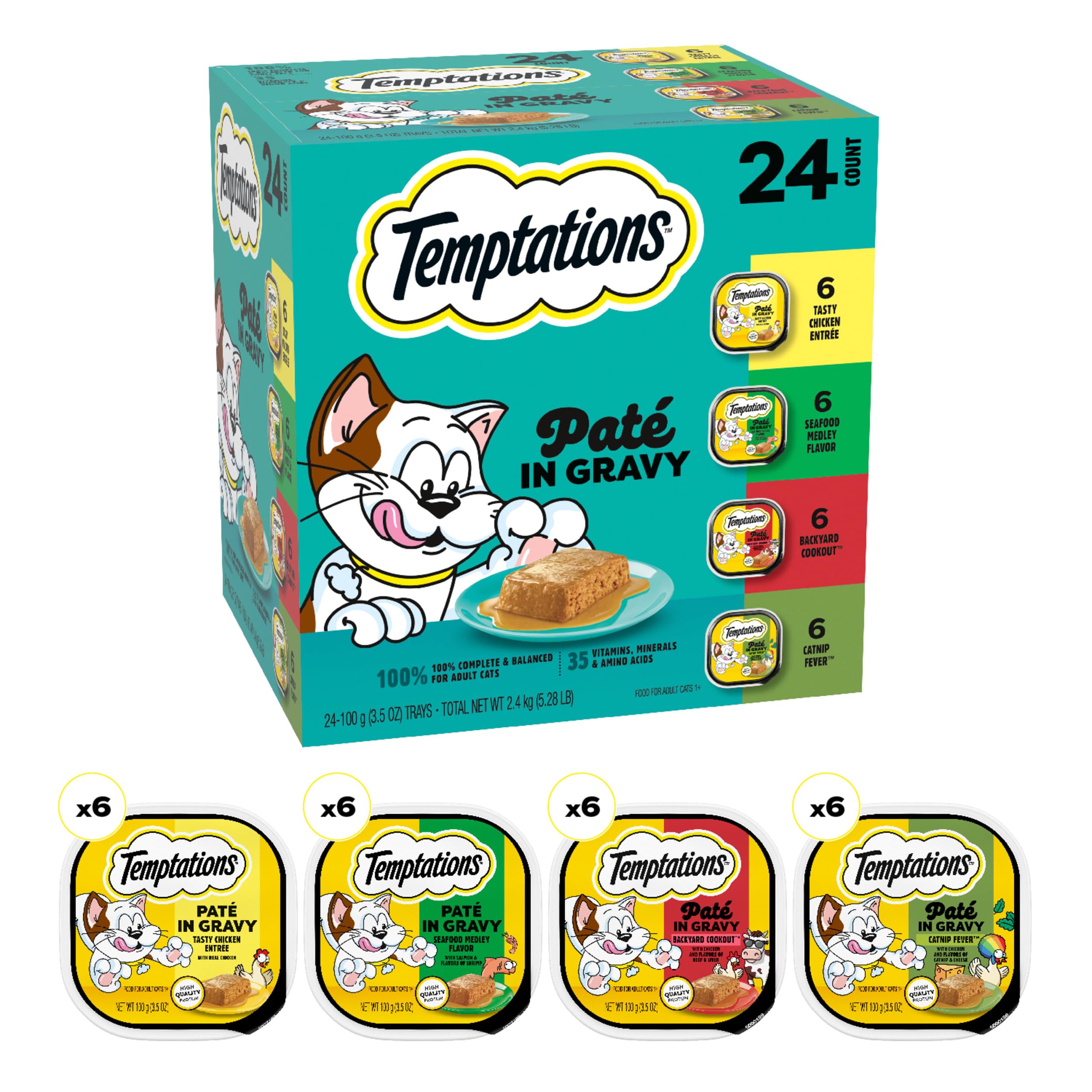 Temptations Pate in Gravy seafood medley tray, ocean-inspired flavors