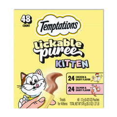 Temptations Puree Kitten Treats Chicken and Dairy pouch, creamy indulgence for mealtime