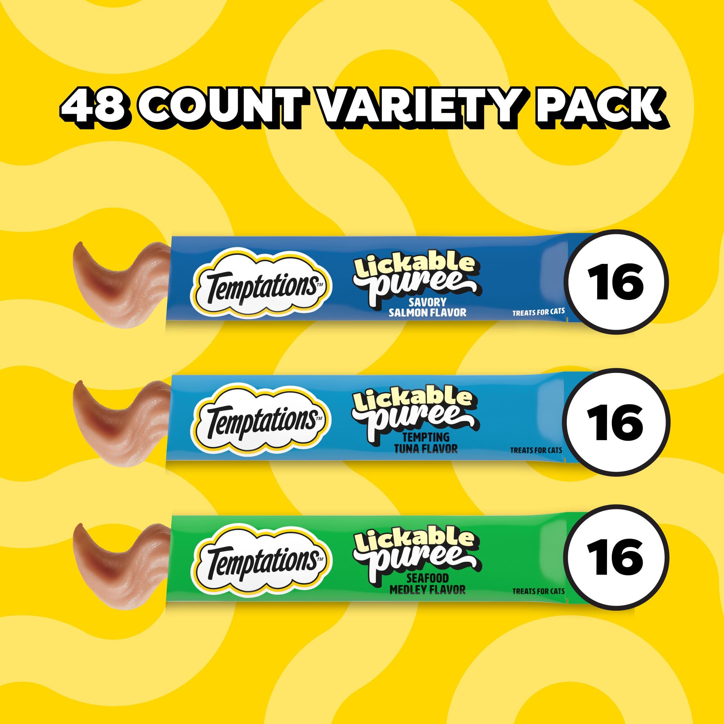 Real fish ingredients highlighted in Temptations cat treats for flavor.