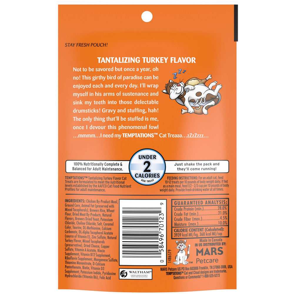 Temptations stay-fresh pouch keeps treats fresh between snacks.