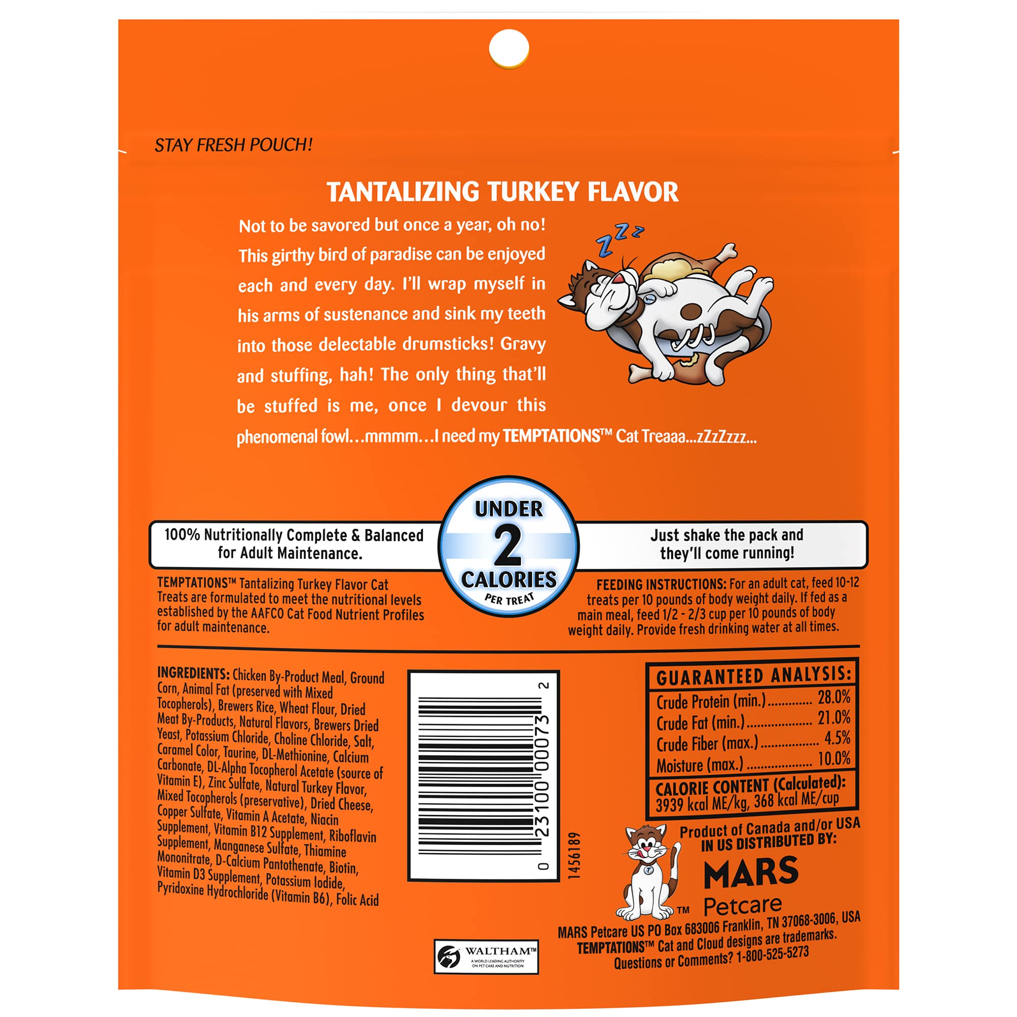 Temptations stay-fresh pouch close-up preserves freshness between bites.