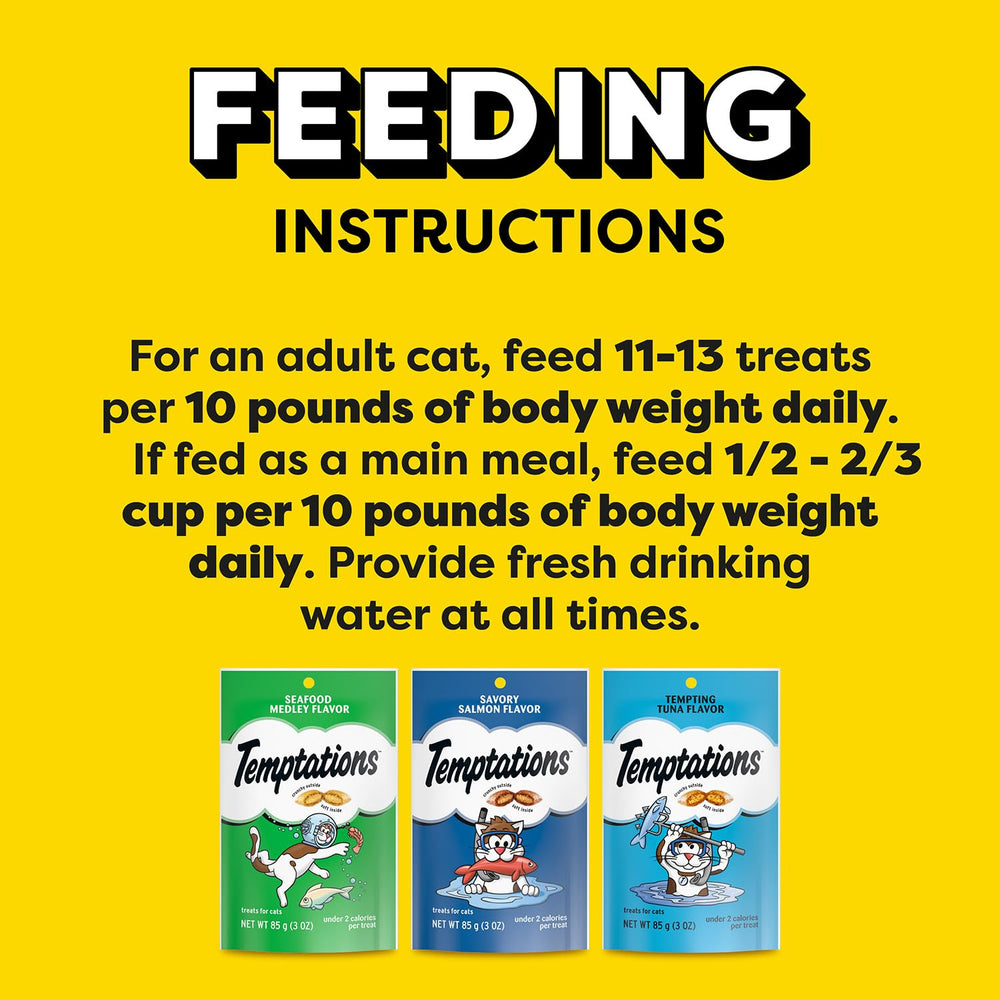 Temptations Stay-Fresh resealable pouch keeps treats fresh.