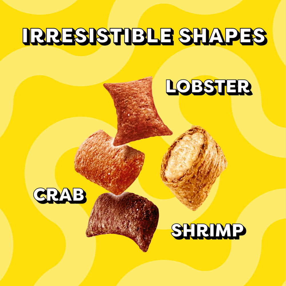 Temptations variety flavors pack label highlights crustacean options for cats.