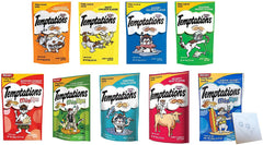 Temptations variety pack collection showing nine flavors for feline snacking variety