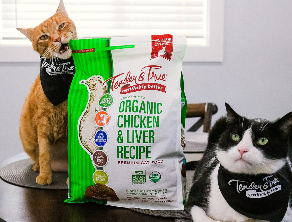 Tender & True packaging indicating grain-free, all life stages formula