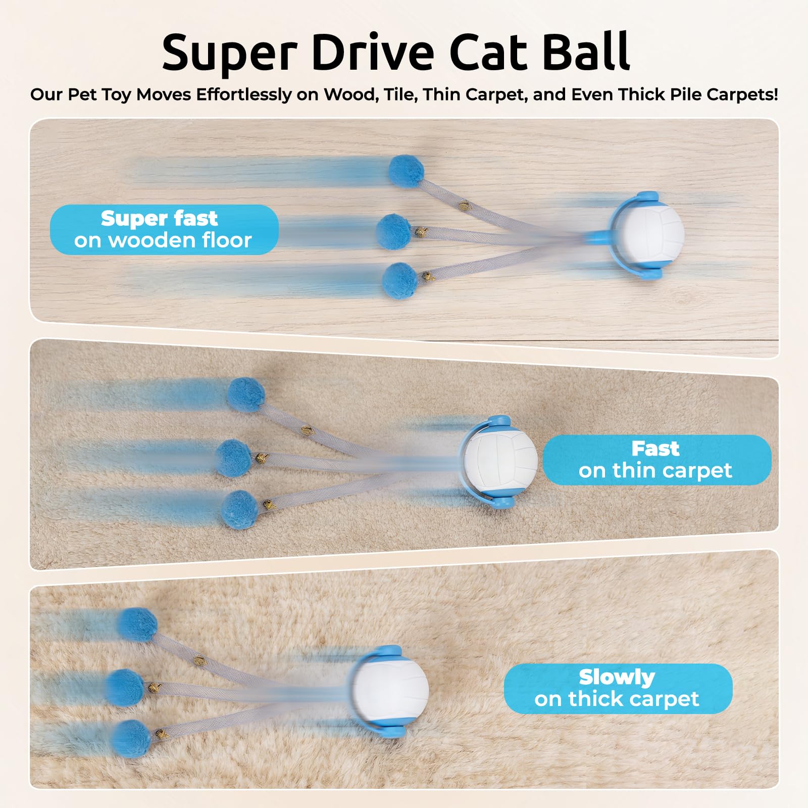 Tenecute indoor play blue cat toy designed for in-home activity
