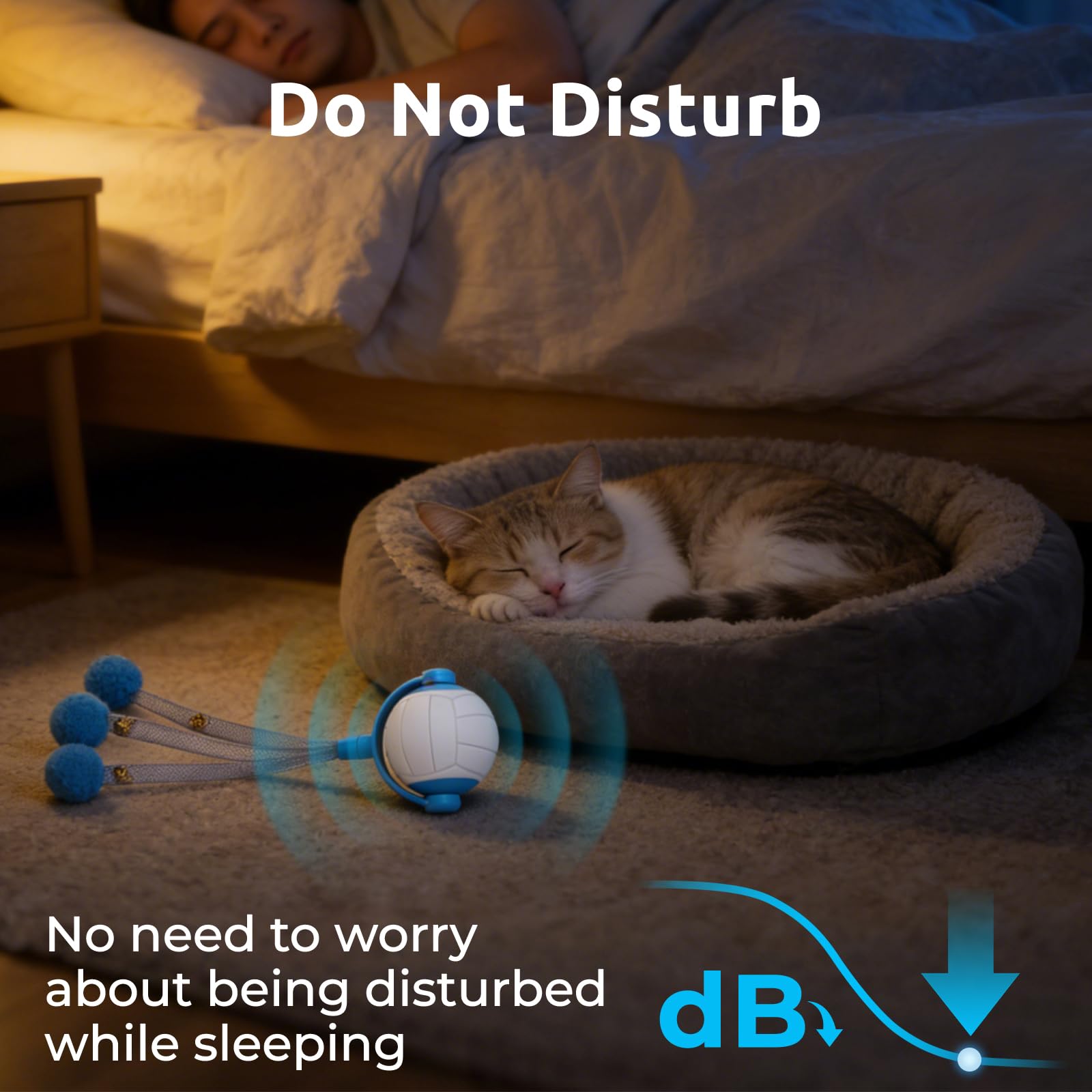 Tenecute interactive ball in blue demonstrating lifelike movement for cats