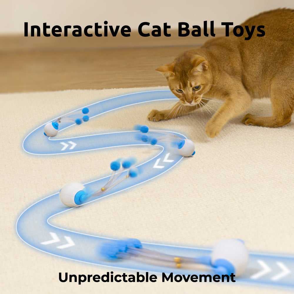 Tenecute blue cat toy featuring a silent motor for late-night play