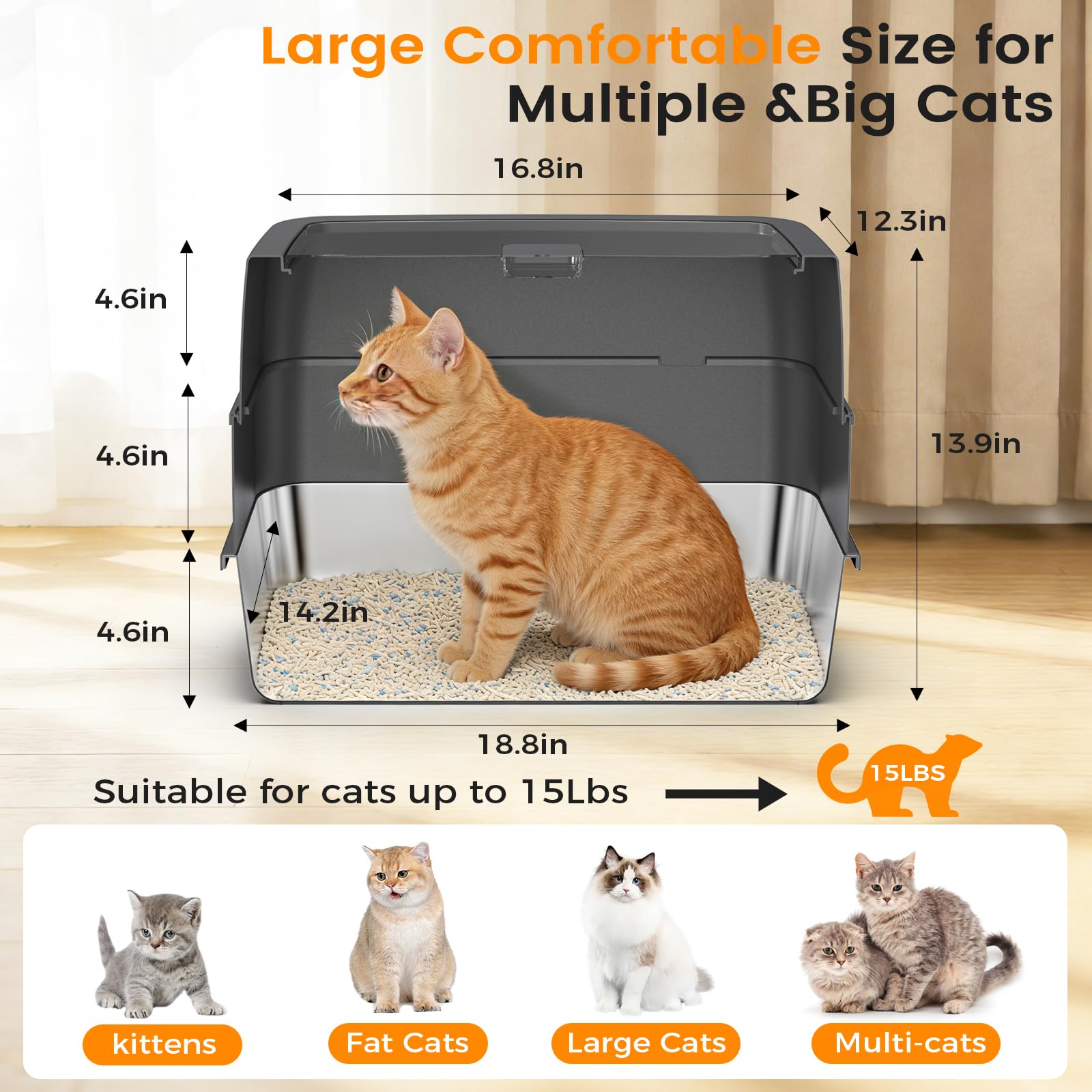 Tenizo flip-door design, easy cleaning and quick lid access.