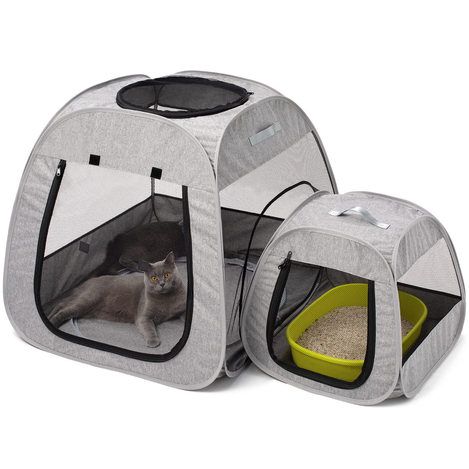 Tenrai portable cat playpen with trapezoidal design for stable standing and safe exploration