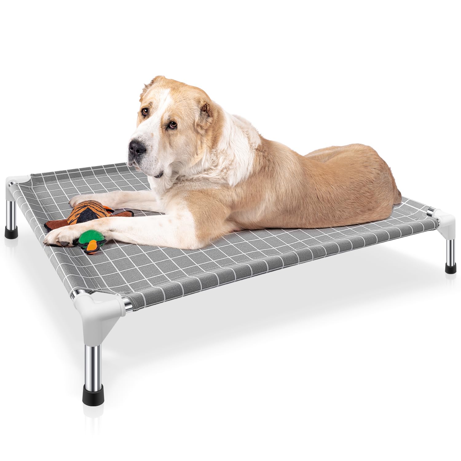 Tensorsine elevated dog bed frame provides sturdy support for large dogs.