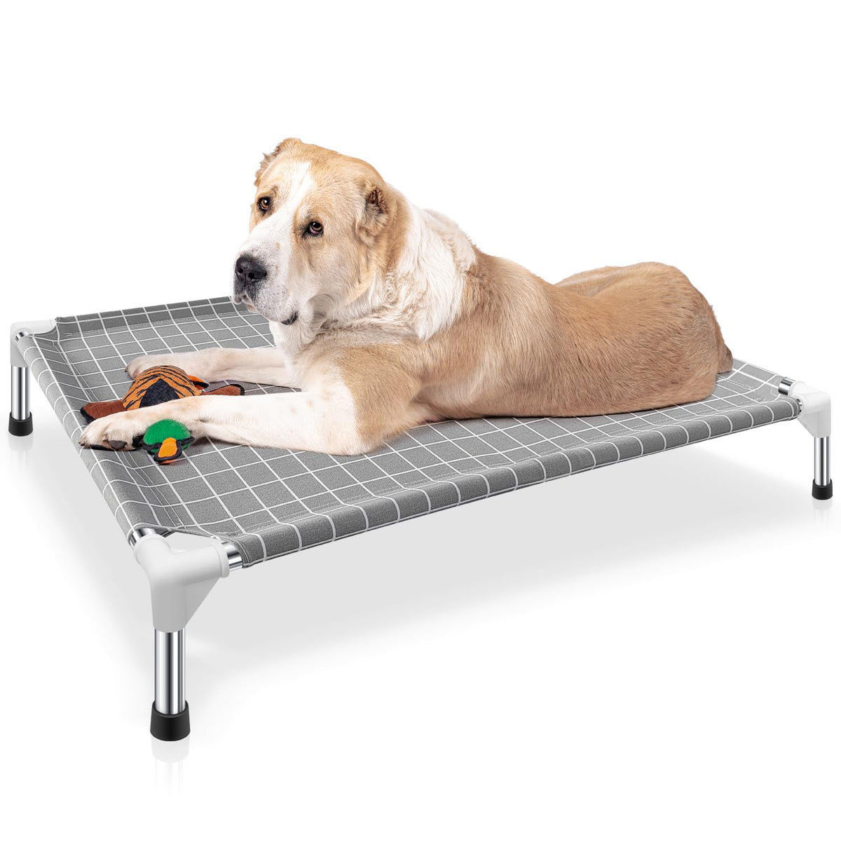 Tensorsine elevated dog bed frame provides sturdy support for large dogs.