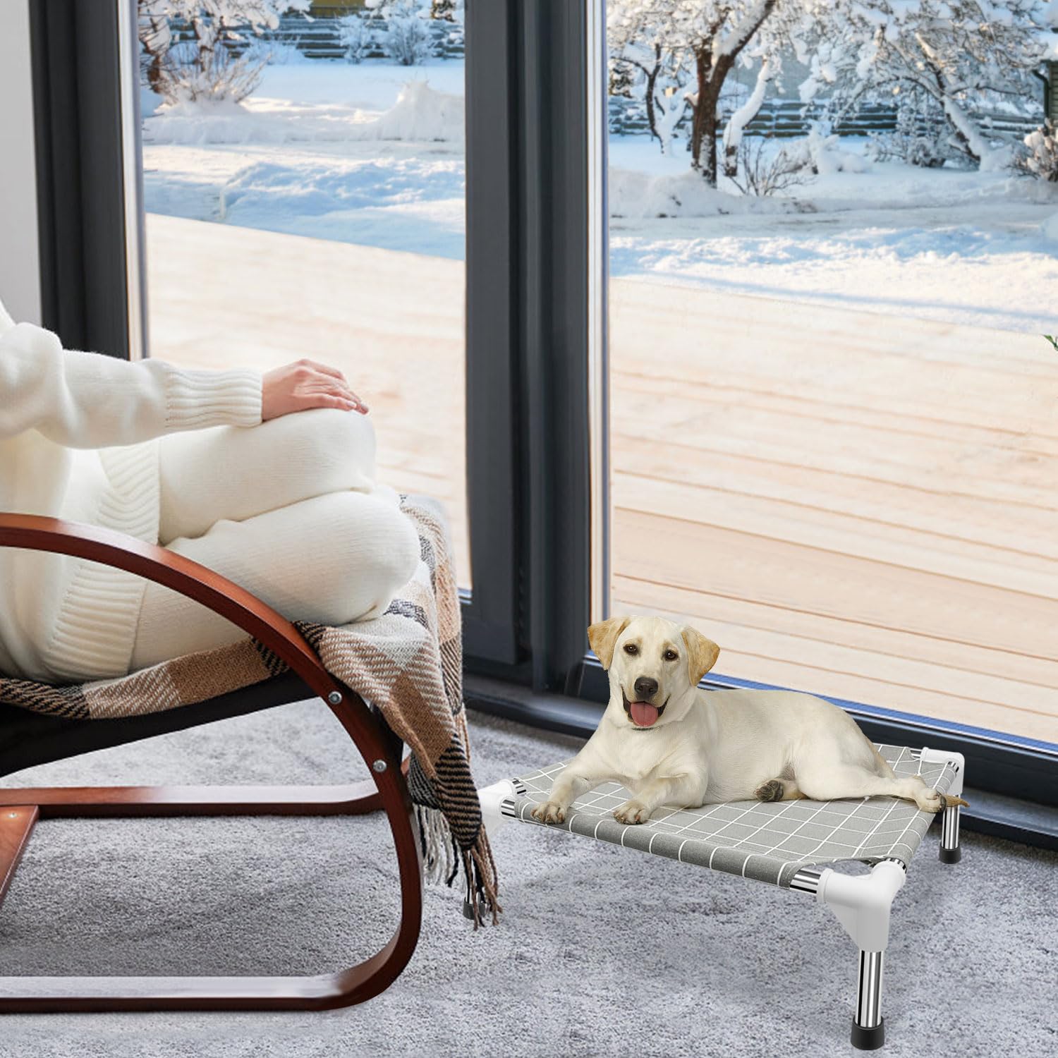 TensorSine elevated bed suitable for indoor and outdoor use.