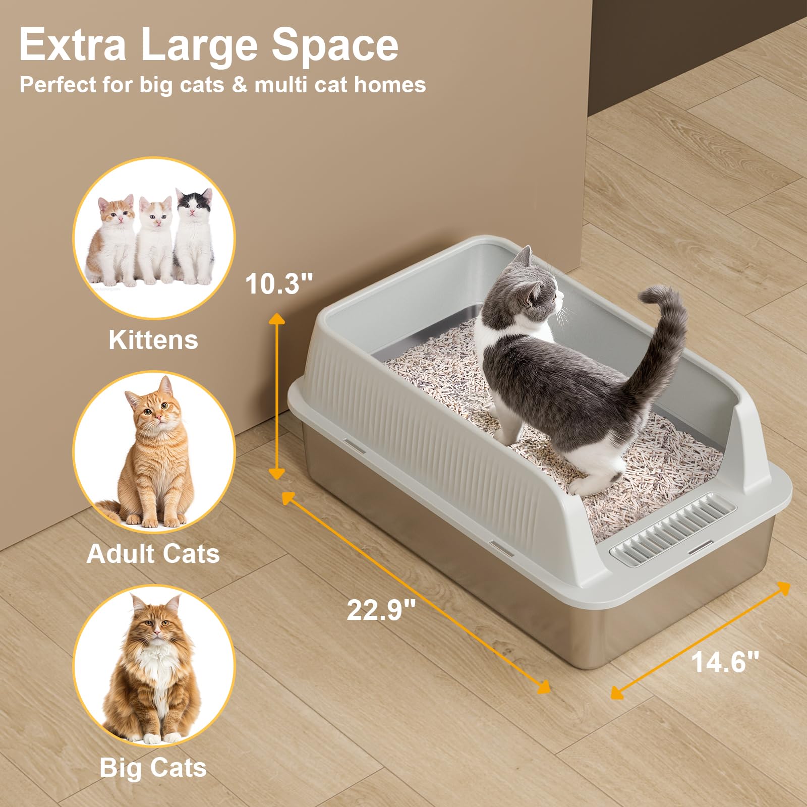 Tentizon XL cat litter box dimensions offer generous space.