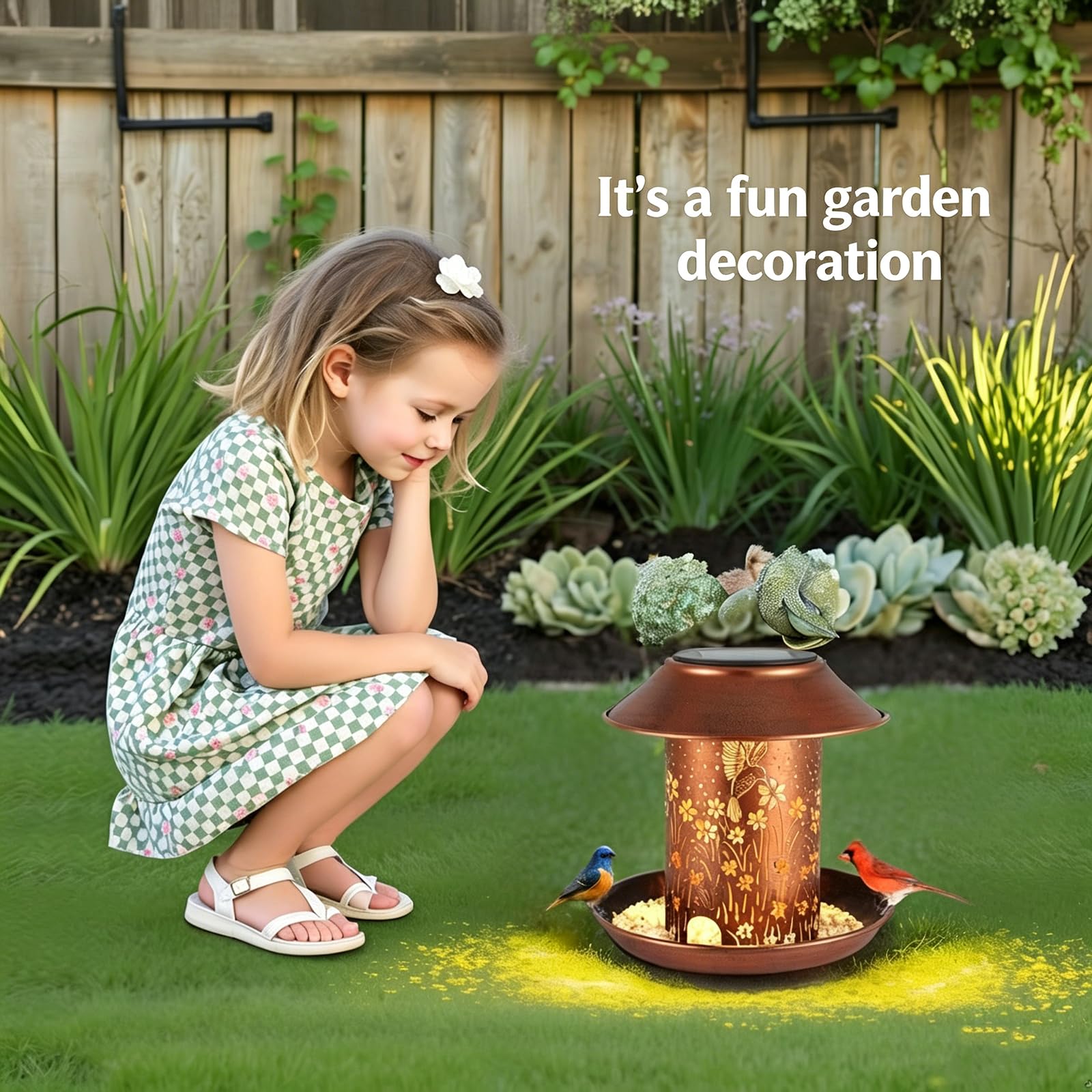 Tepaken metal wild bird feeder withstands outdoor weather conditions.