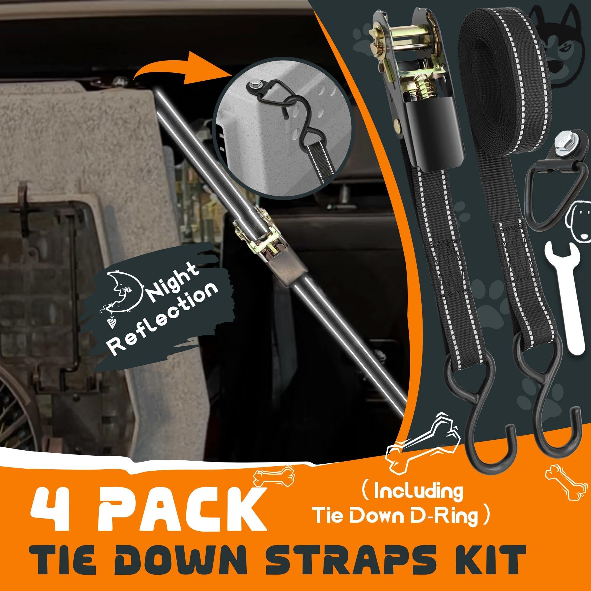 Terixe kennel tie down strap showing durable webbing for stability
