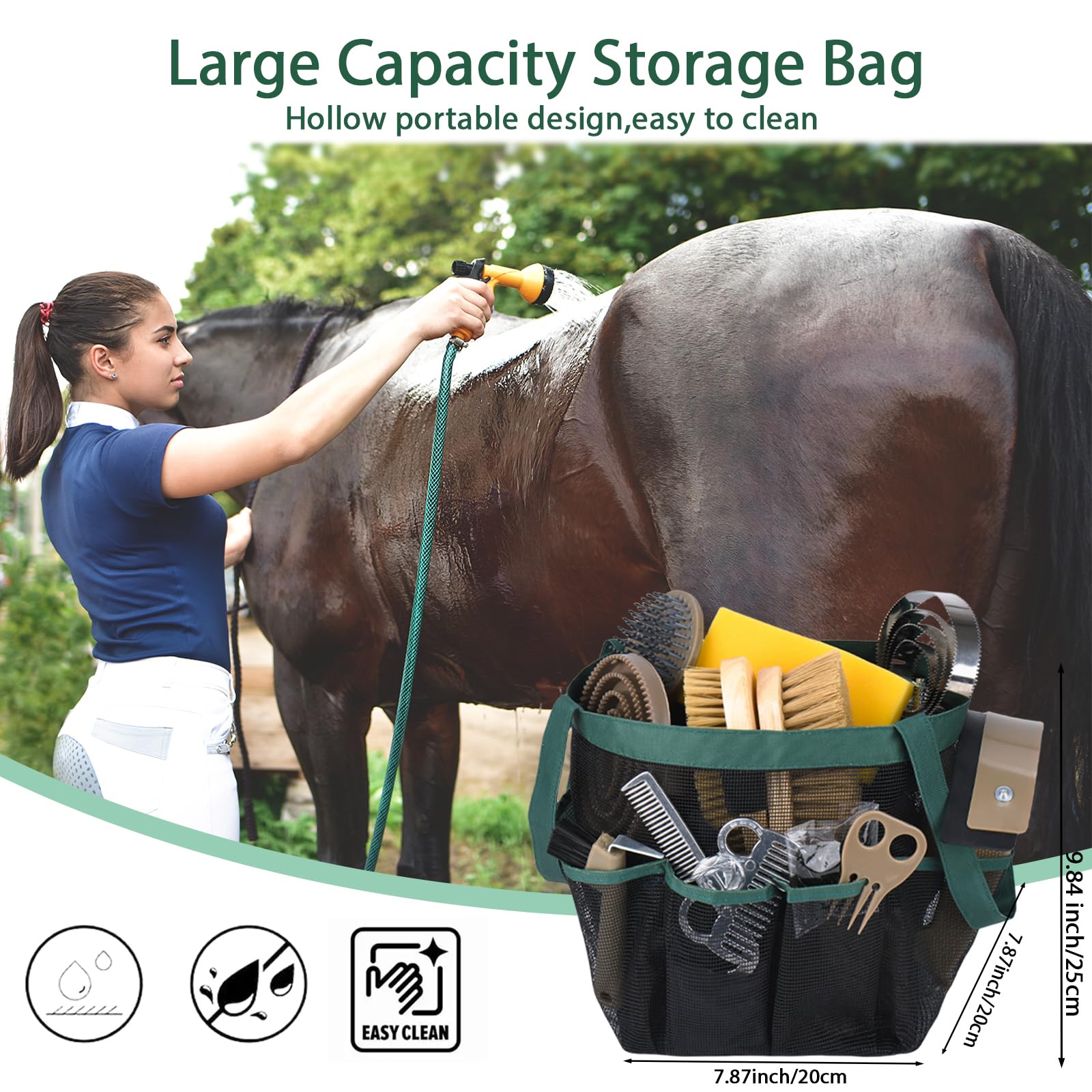 TERPUP curry comb for dirt removal and coat conditioning.