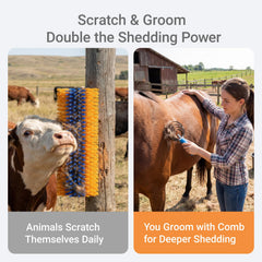 TERPUP livestock scratching brush mounting on round post for flexible placement
