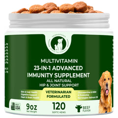 TERRAPAWS 23in1 multivitamin bottle highlights daily dog support for joints and wellness