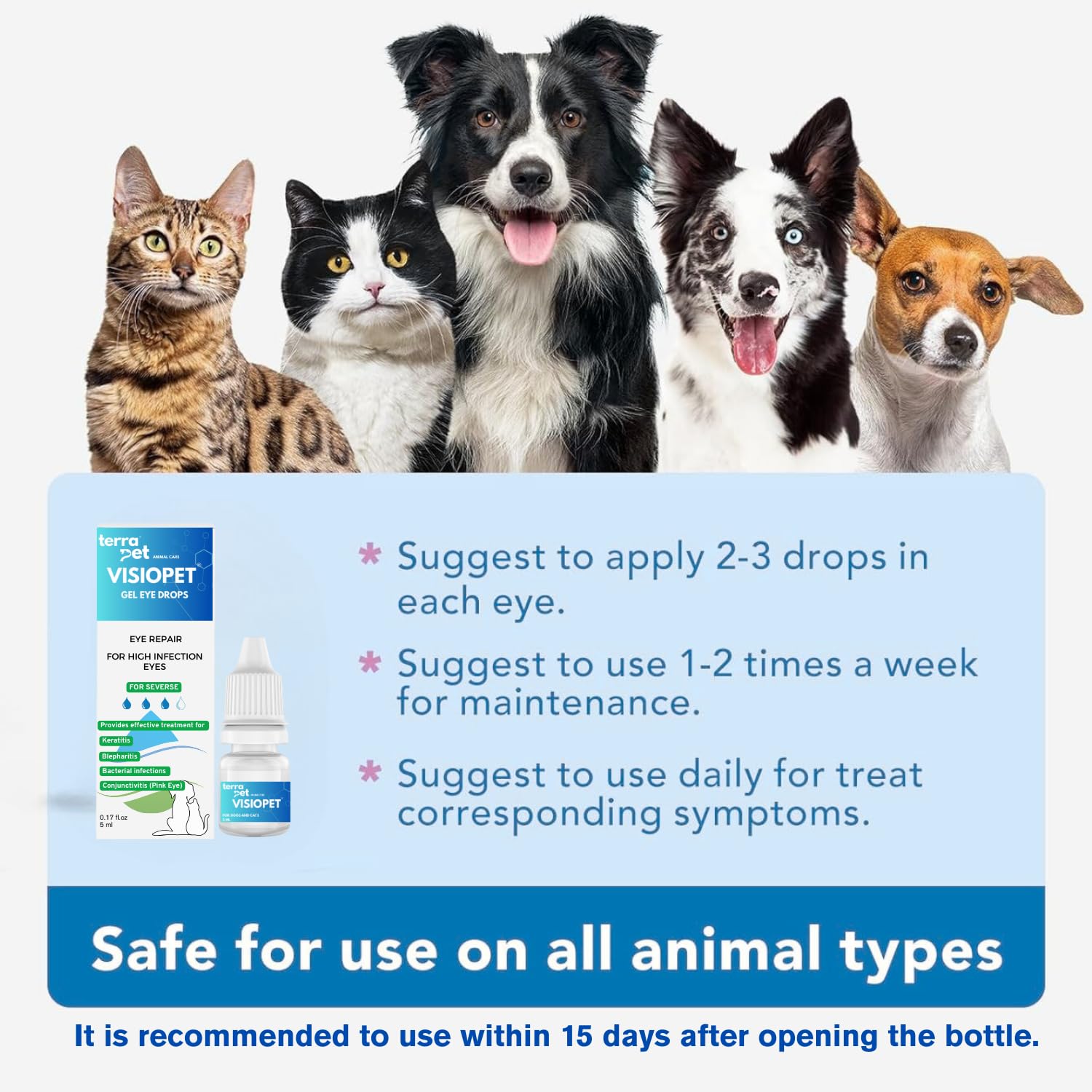 Suitable for cats, dogs, horses, and birds.