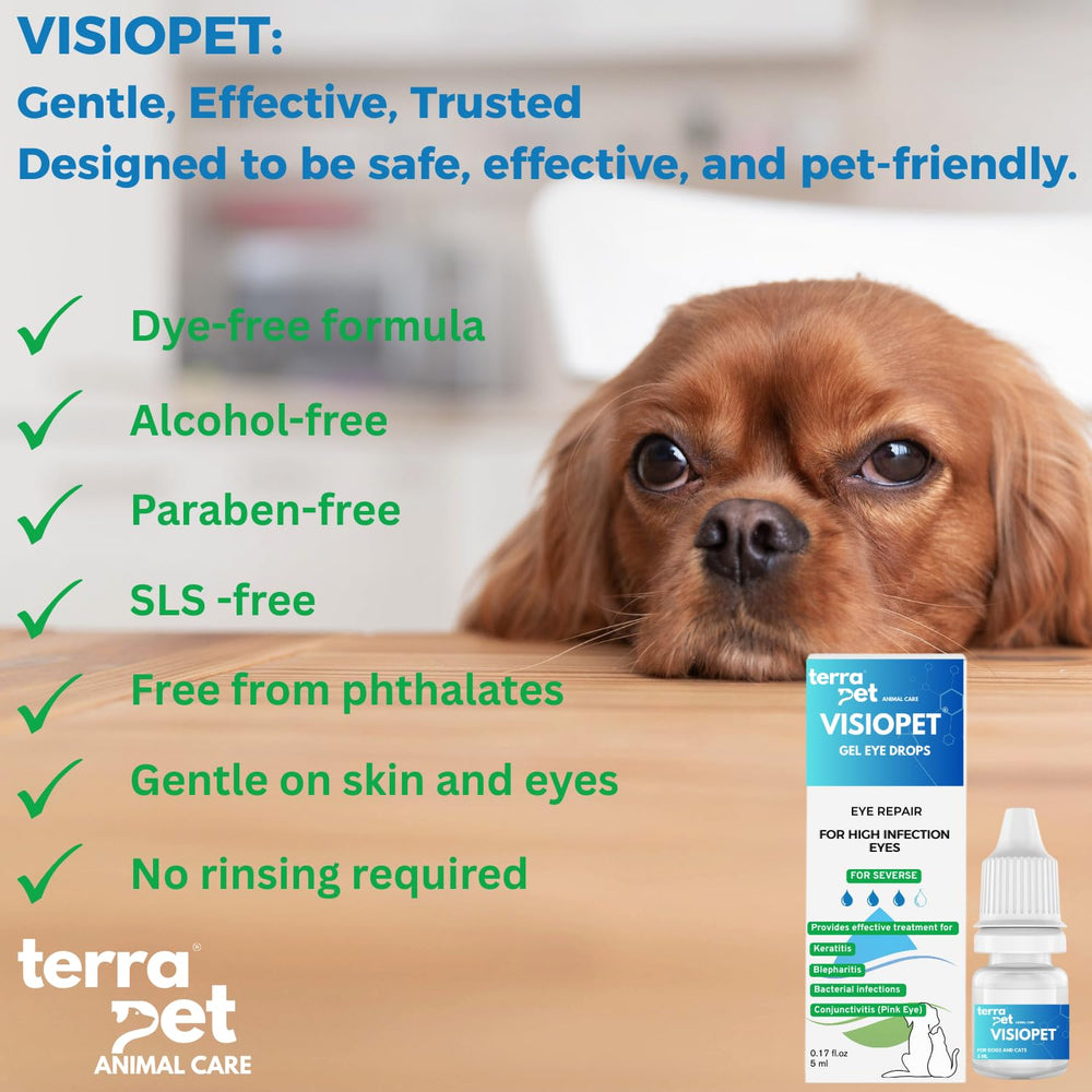 Vet-formulated Visiopet for gentle maintenance of eye health.