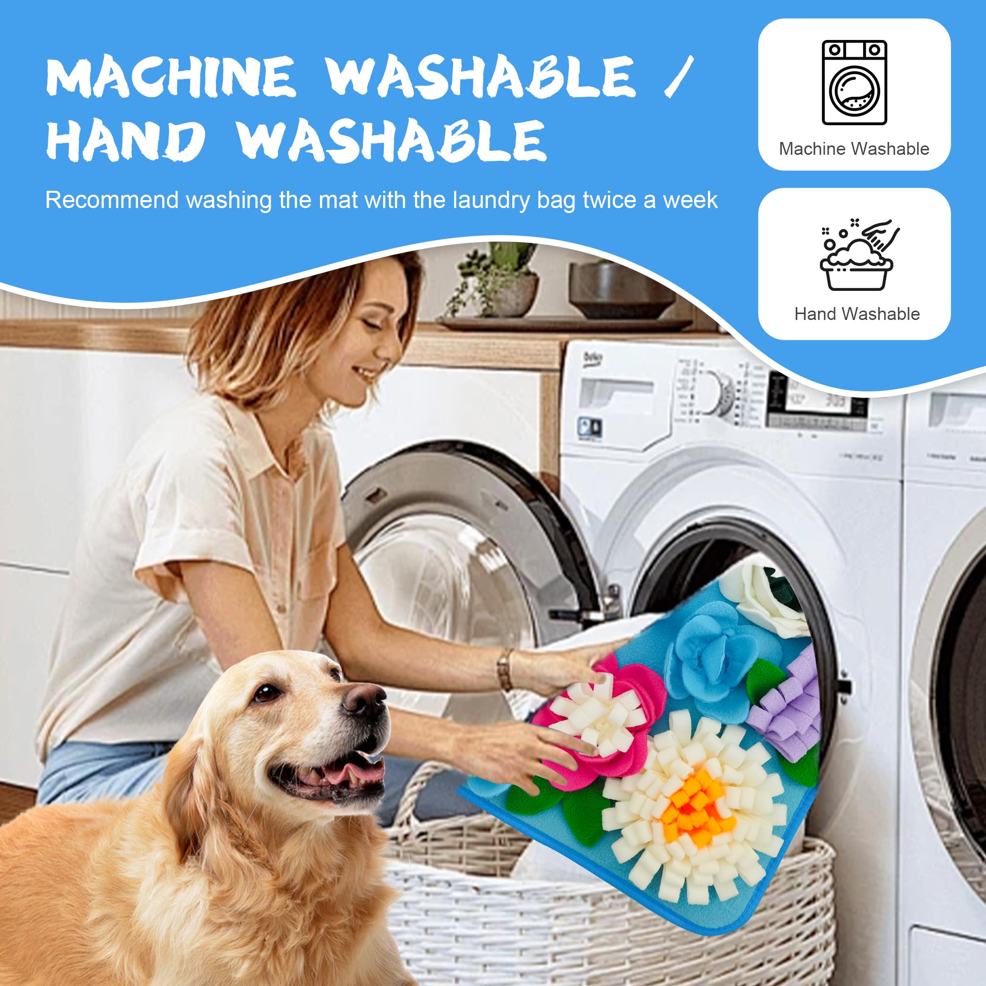 Tesitehi Snuffle Mat is machine washable for quick cleanup.