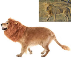 TESSVEYA hand-sewn lion mane wig offers durable daily wear for dogs.