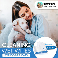 Tetesol unscented dog wipes in use for gentle grooming