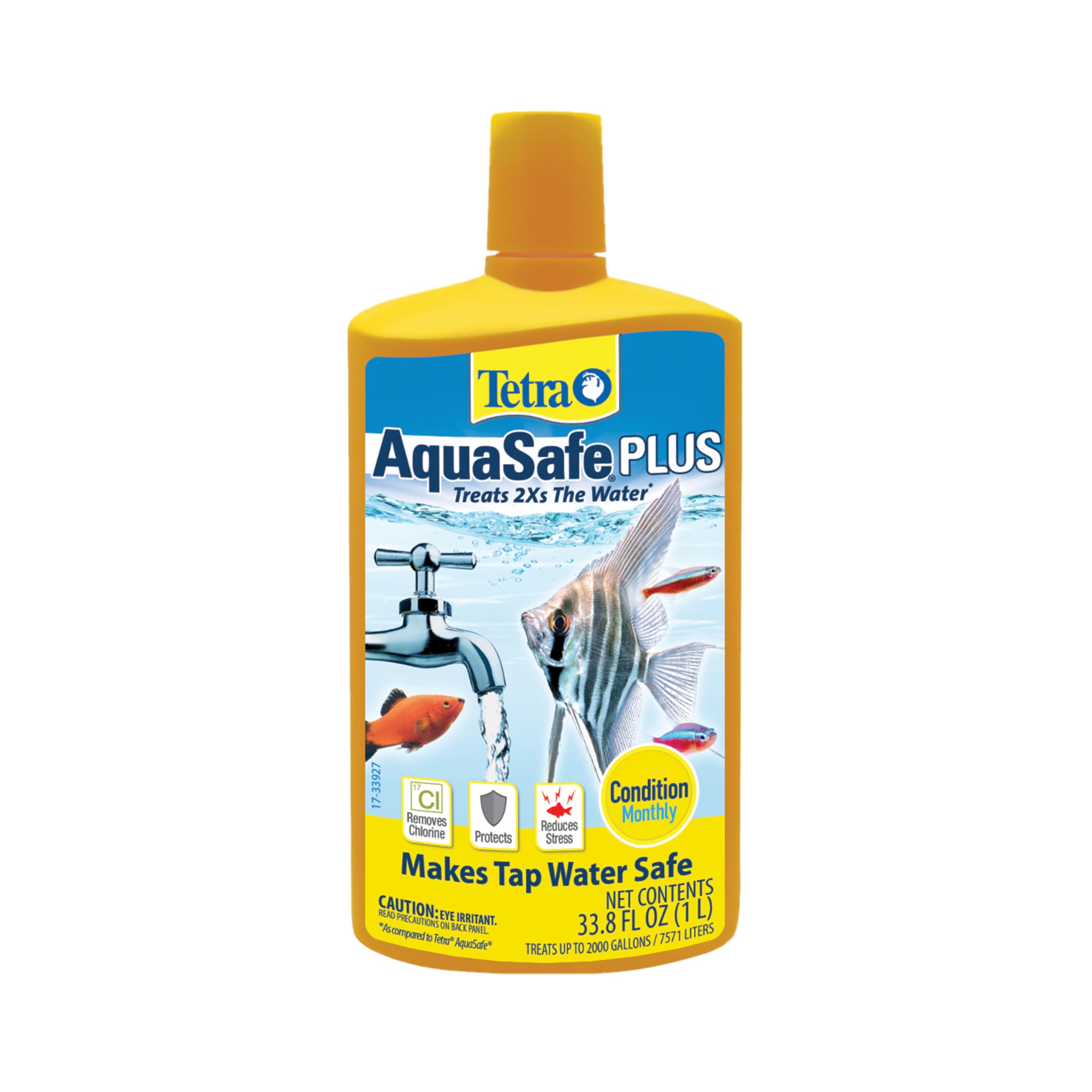 Tetra AquaSafe Plus bottle pouring for easy water conditioning in aquariums