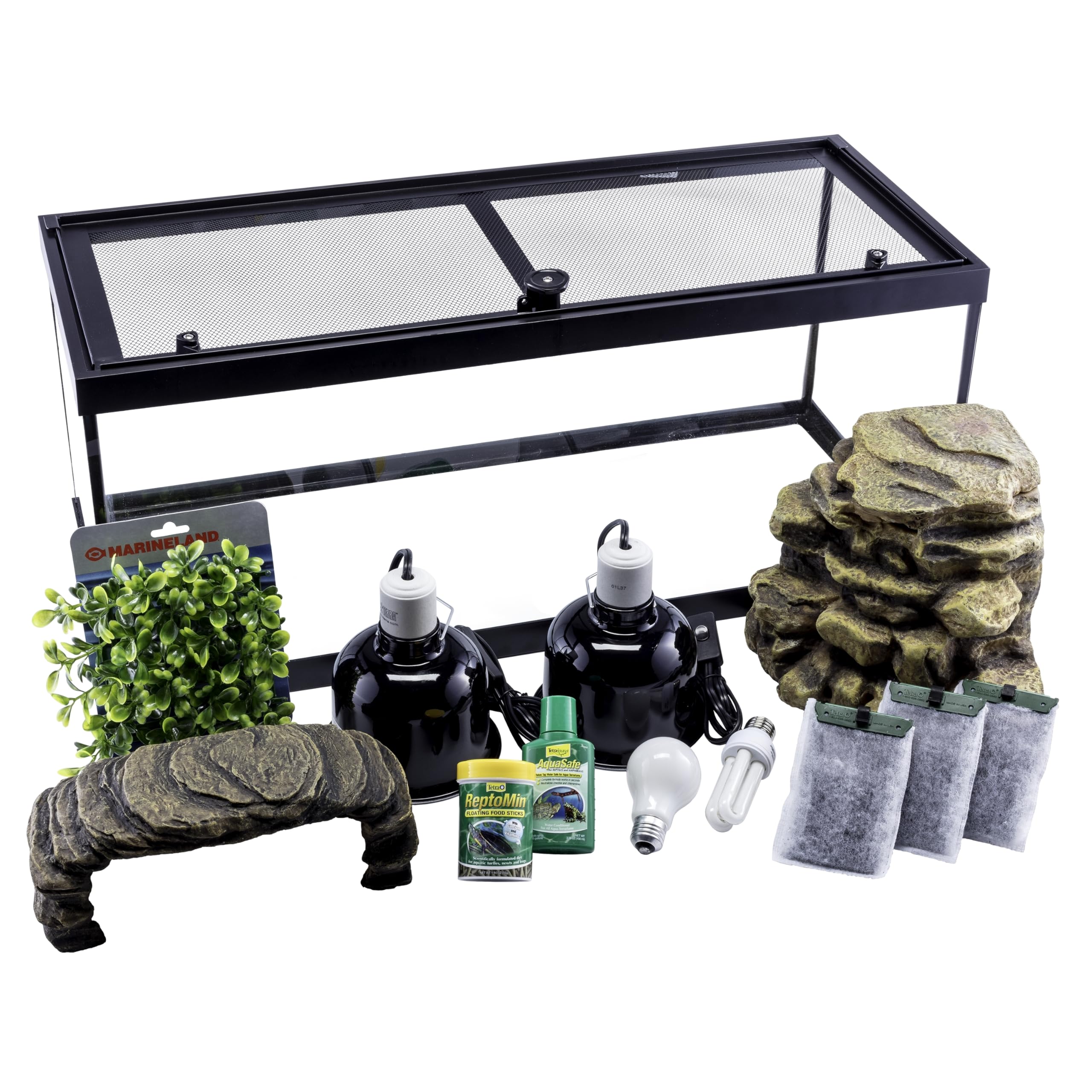 Tetra Aquatic Turtle Deluxe Kit 20-gallon tank, a spacious home for turtles and amphibians.