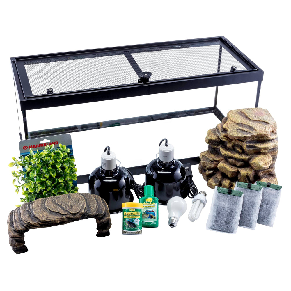 Tetra Aquatic Turtle Deluxe Kit 20-gallon tank, a spacious home for turtles and amphibians.