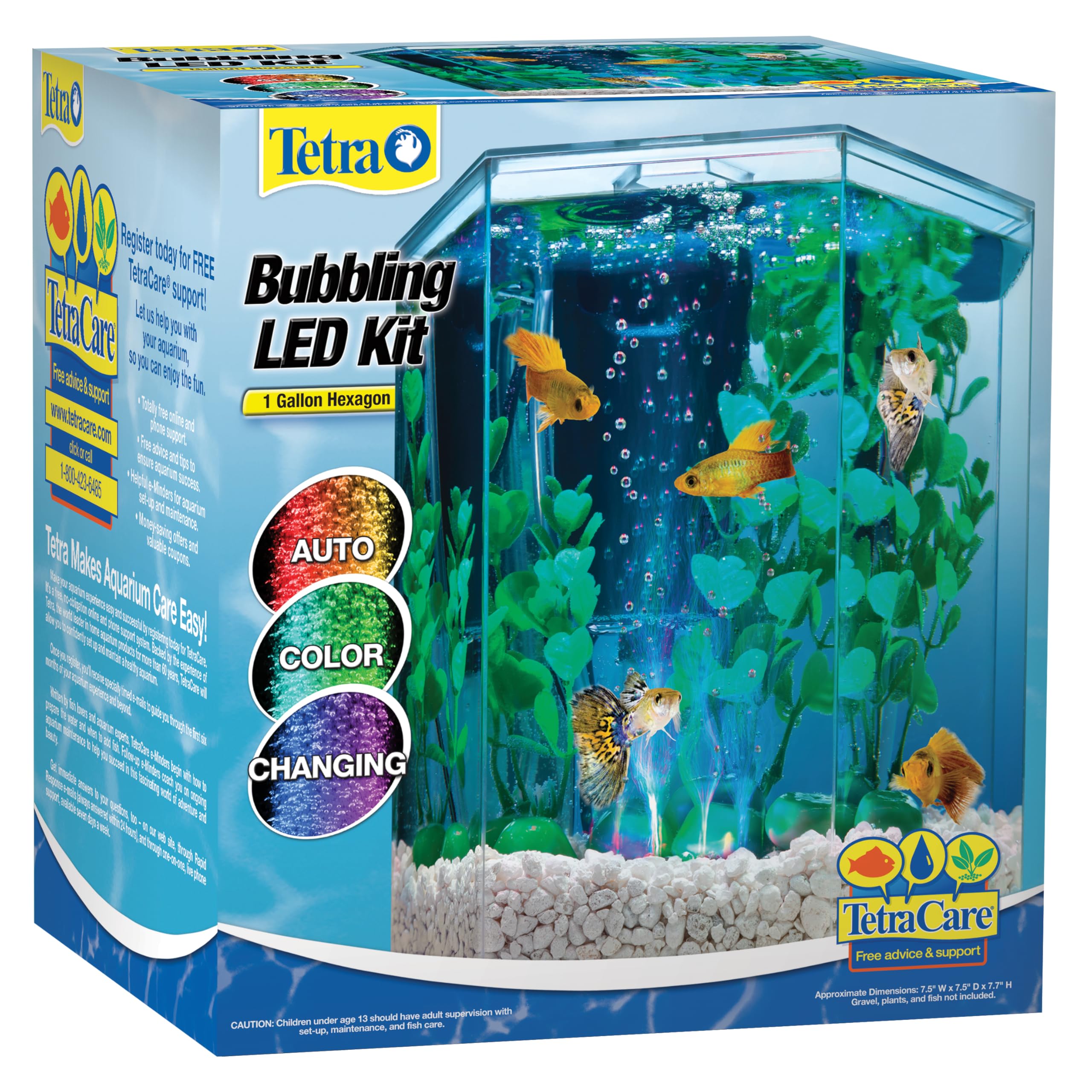 The Tetra Bubbling LED disc with color-changing light adds visual appeal.