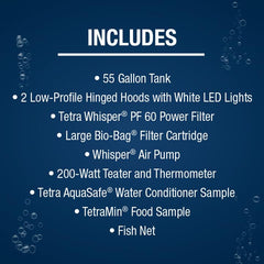 Tetra Whisper PF 60 filter keeps water clear and calm in the 55 gallon kit