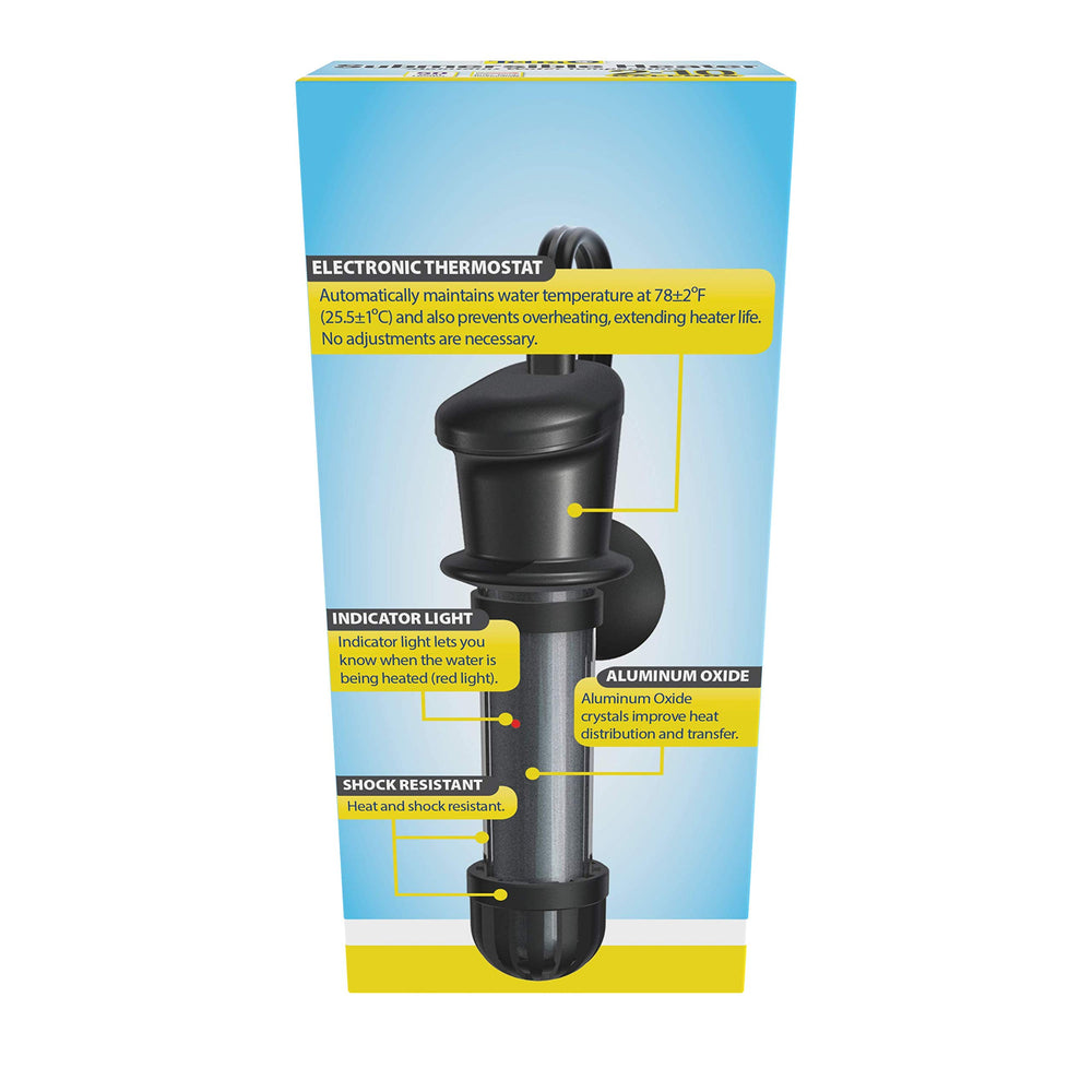Tetra HT thermostat automatically maintains water temperature for tropical fish.