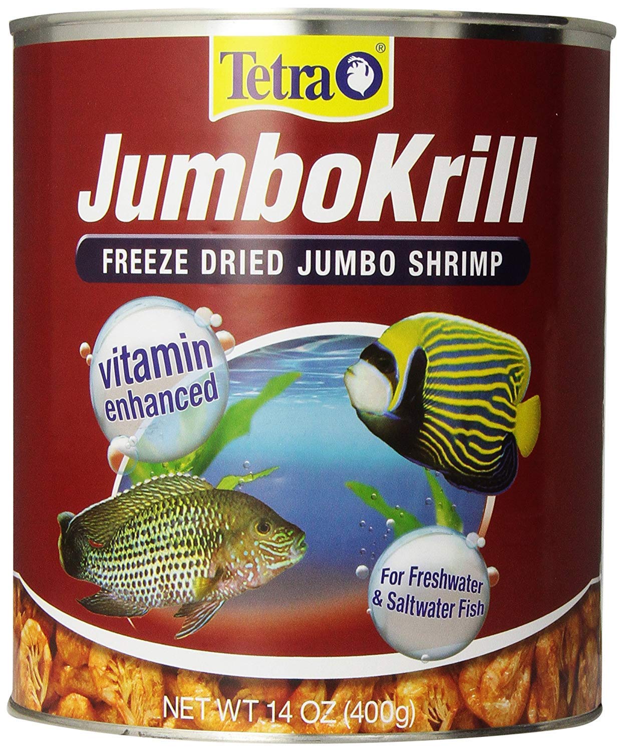 Tetra JumboKrill 14oz pack for large fish, protein-rich and convenient.