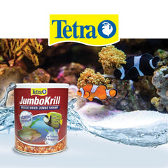 Tetra JumboKrill pieces close-up image focusing on shrimp chunks for versatile feeding.