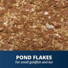 Tetra Pond Flakes nutrition for koi shown as daily diet.